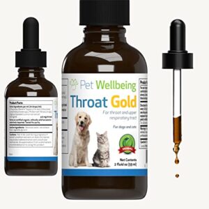 pet wellbeing throat gold for cats - natural cough and throat soother for treating cat asthma symptoms - 2oz (59ml).