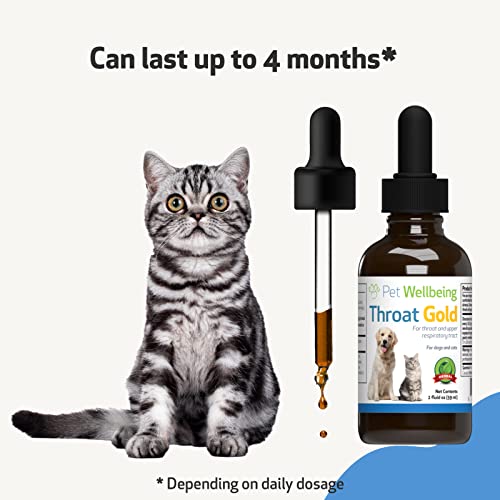 Pet Wellbeing Throat Gold for Cats - Natural Cough and Throat Soother for Treating Cat Asthma Symptoms - 2oz (59ml).