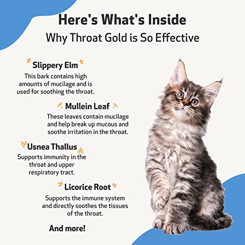 Pet Wellbeing Throat Gold for Cats - Natural Cough and Throat Soother for Treating Cat Asthma Symptoms - 2oz (59ml).