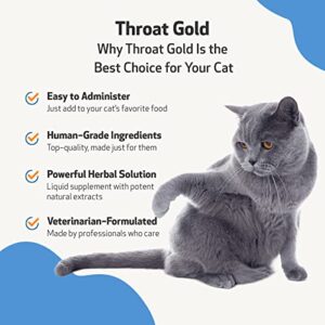 Pet Wellbeing Throat Gold for Cats - Natural Cough and Throat Soother for Treating Cat Asthma Symptoms - 2oz (59ml).