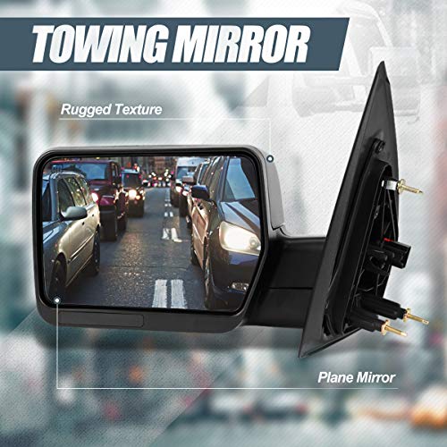 Driver Left Side Rear View Mirror - Power Adjust - Manual Folding - Heated Glass - Compatible with Ford F150 2004-2014