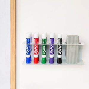 MyGift 10-Slot Wall-Mounted Metal Office Organizer Dry Erase Marker and Eraser Holder Rack, White