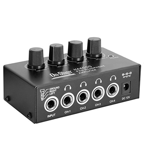 On-Stage HA4000 4-Channel Pro Headphone Amplifier,Black,White