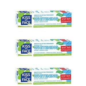 kiss my face gel teeth whitening fluoride free toothpaste (pack of 3), tea tree, 13.5 ounce (2434503eaf)