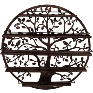 sorbus® wall mounted 5 tier nail polish rack holder - tree silhouette round metal salon wall art display (bronze)