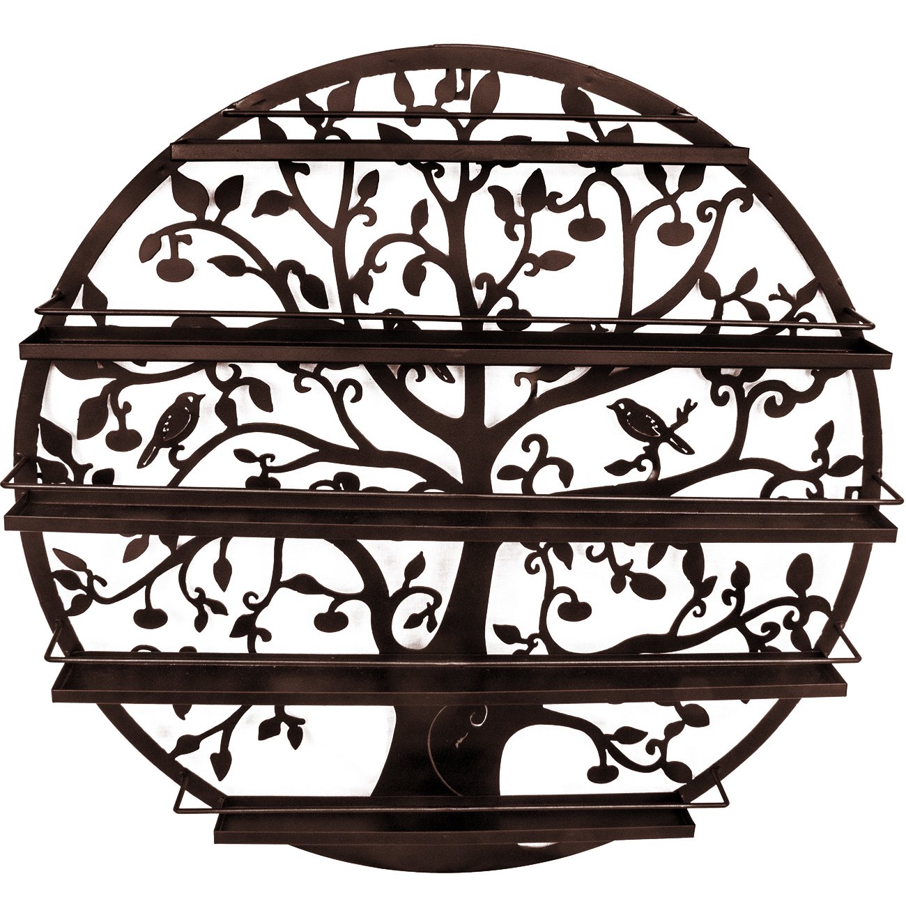 Sorbus® Wall Mounted 5 Tier Nail Polish Rack Holder - Tree Silhouette Round Metal Salon Wall Art Display (Bronze)