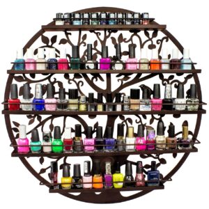 Sorbus® Wall Mounted 5 Tier Nail Polish Rack Holder - Tree Silhouette Round Metal Salon Wall Art Display (Bronze)