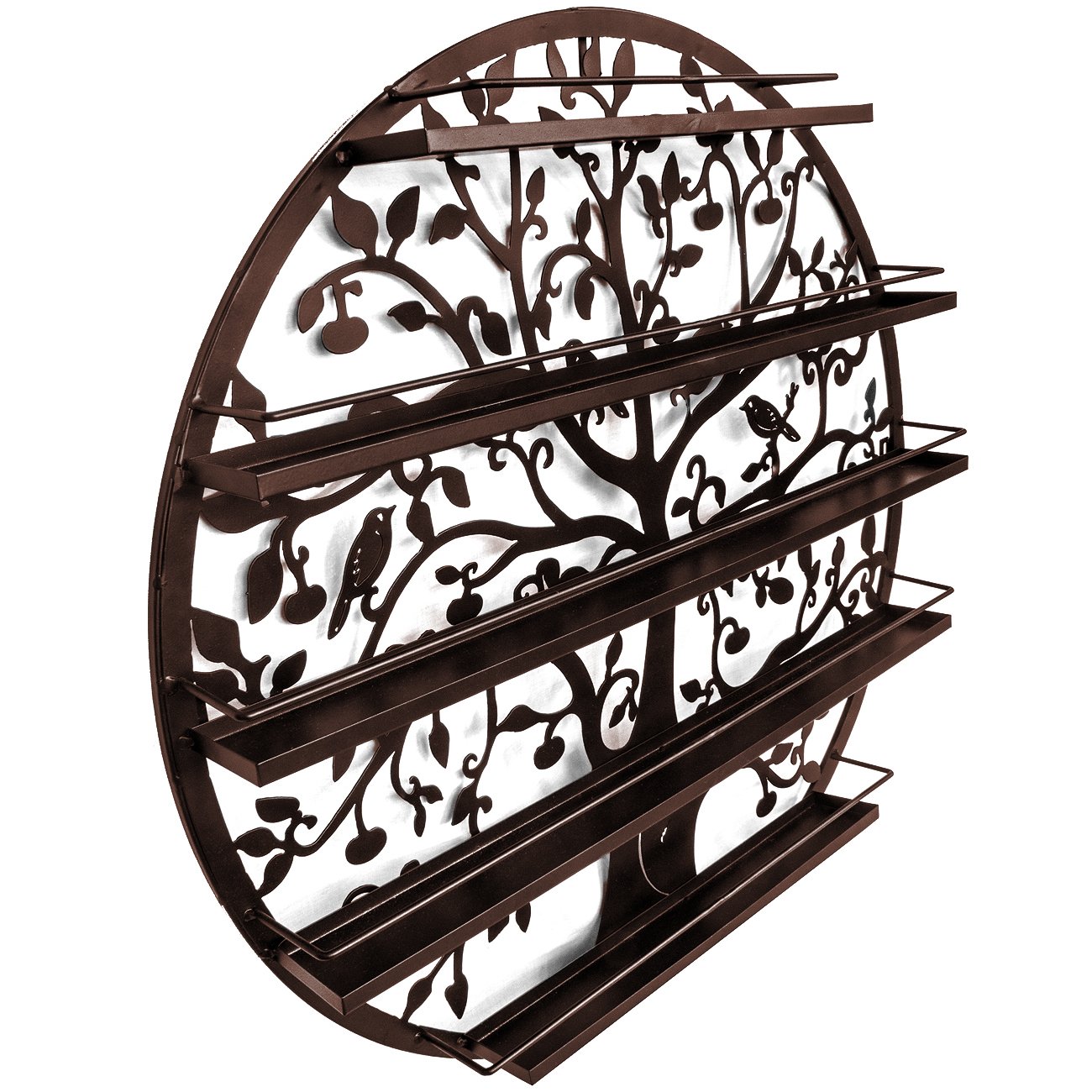 Sorbus® Wall Mounted 5 Tier Nail Polish Rack Holder - Tree Silhouette Round Metal Salon Wall Art Display (Bronze)