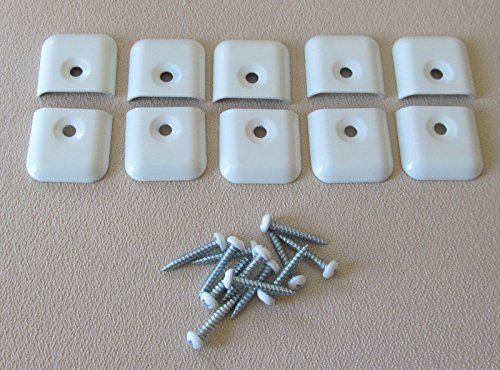 Temple Products 10 Pack RV Camper Trailer Aluminum White Flat End Cap for Trim Molding 1" & Screws