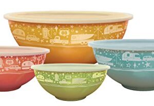 Camp Casual CC-006 Multicolor Melamine Nesting Bowl with Lids, Set of 4,1.5 quarts