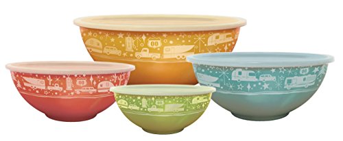 Camp Casual CC-006 Multicolor Melamine Nesting Bowl with Lids, Set of 4,1.5 quarts