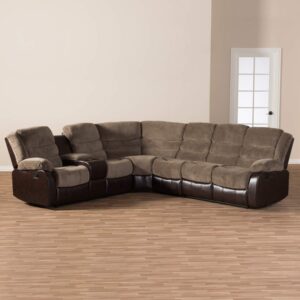 Baxton Studio Robinson Reclining Sectional in Taupe