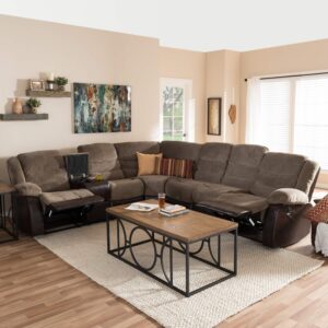 Baxton Studio Robinson Reclining Sectional in Taupe