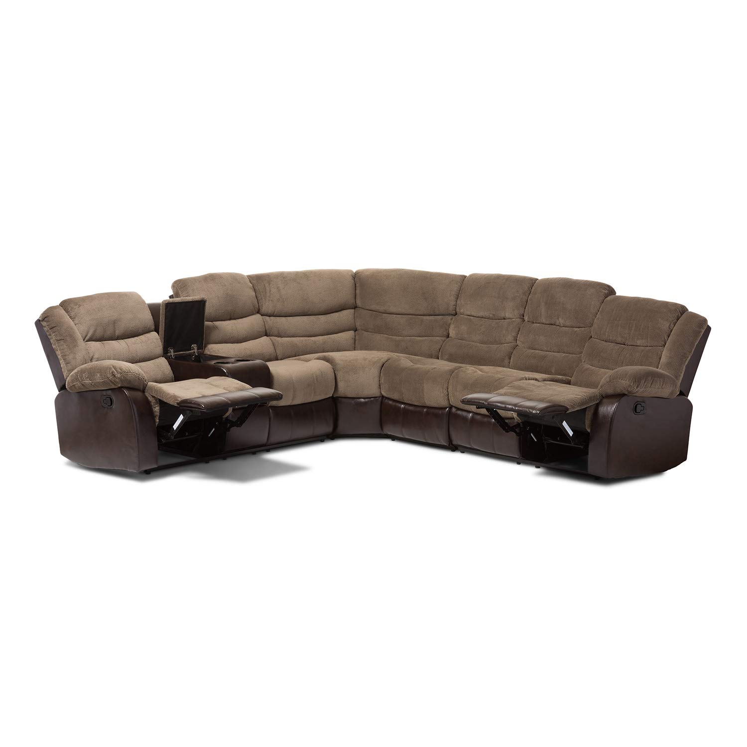 Baxton Studio Robinson Reclining Sectional in Taupe