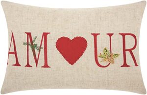 mina victory home for the holiday amour holiday natural 12"x18" throw pillow