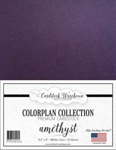 colorplan amethyst purple cardstock paper - 8.5 x 11 inch premium matte 100 lb. heavyweight - 25 sheets from cardstock warehouse