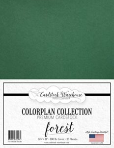 colorplan forest green cardstock paper - 8.5 x 11 inch premium matte 100 lb. heavyweight - 25 sheets from cardstock warehouse