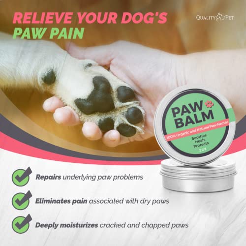 Paw Nectar Dog Paw Balm - Heals, Repairs & Restores Dry, Cracked & Damaged Paws - 100% Organic & Natural Cream Butter, Wax, Moisturizer & Protection for Dog Feet & Foot Pads - Effective & Safe - 2 Oz