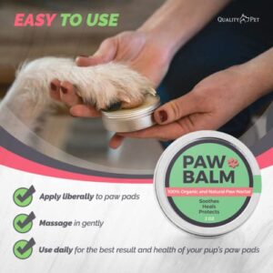 Paw Nectar Dog Paw Balm - Heals, Repairs & Restores Dry, Cracked & Damaged Paws - 100% Organic & Natural Cream Butter, Wax, Moisturizer & Protection for Dog Feet & Foot Pads - Effective & Safe - 2 Oz