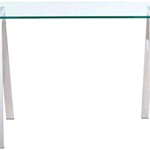 Cortesi Home Trixie Glass Top Desk/Console Table with Stainless Steel Frame