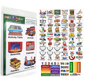 schkidules visual schedule for kids 87pc education collection - classroom and homeschool visual supports: 66 school-themed magnets and 21 headings for preschool, special ed, autism, adhd
