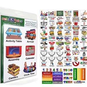 SchKIDules Visual Schedule for Kids 87Pc Education Collection - Classroom and Homeschool Visual Supports: 66 School-Themed Magnets and 21 Headings for Preschool, Special Ed, Autism, ADHD