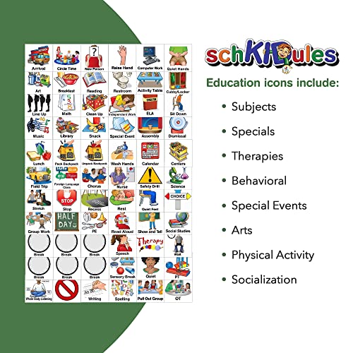 SchKIDules Visual Schedule for Kids 87Pc Education Collection - Classroom and Homeschool Visual Supports: 66 School-Themed Magnets and 21 Headings for Preschool, Special Ed, Autism, ADHD