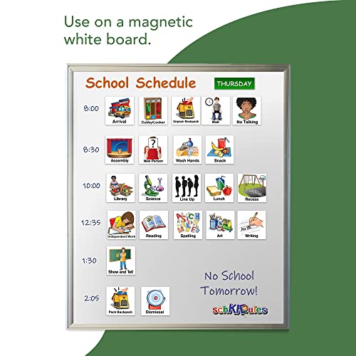 SchKIDules Visual Schedule for Kids 87Pc Education Collection - Classroom and Homeschool Visual Supports: 66 School-Themed Magnets and 21 Headings for Preschool, Special Ed, Autism, ADHD