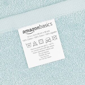 Amazon Basics Fast Drying, Extra Absorbent, Terry Cotton Washcloths - Pack of 24, Ice Blue, 12 x 12-Inch