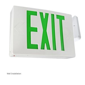 eTopLighting LED Exit Sign, Emergency Light, Green Lettering in White Body, Battery Back Up, Extra Face Plate Double Face, Ceiling/Wall Mount, AGG2163