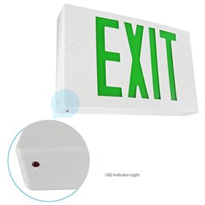 eTopLighting LED Exit Sign, Emergency Light, Green Lettering in White Body, Battery Back Up, Extra Face Plate Double Face, Ceiling/Wall Mount, AGG2163