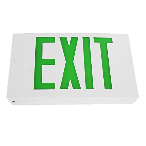 eTopLighting LED Exit Sign, Emergency Light, Green Lettering in White Body, Battery Back Up, Extra Face Plate Double Face, Ceiling/Wall Mount, AGG2163