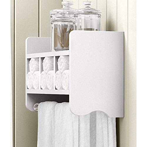 Alaterre Furniture Logan Bath Storage Shelf with Two Towel Rods, 25", Chestnut