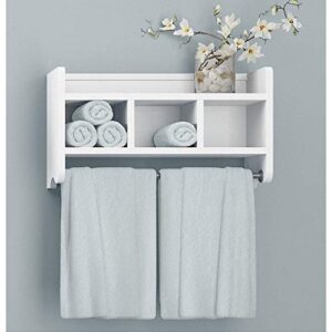 Alaterre Furniture Logan Bath Storage Shelf with Two Towel Rods, 25", Chestnut