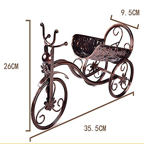 CdyBox Wrought Iron Wine Holder/Rack Bike Shape Tricycle Art Home Décor (Bronze)