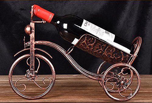 CdyBox Wrought Iron Wine Holder/Rack Bike Shape Tricycle Art Home Décor (Bronze)