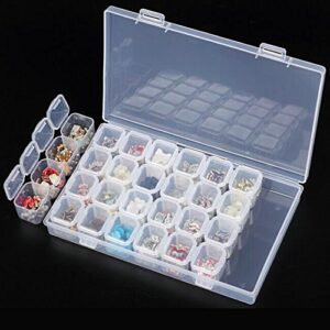 jocestyle 28 slots plastic storage box nail art rhinestone tools jewelry display