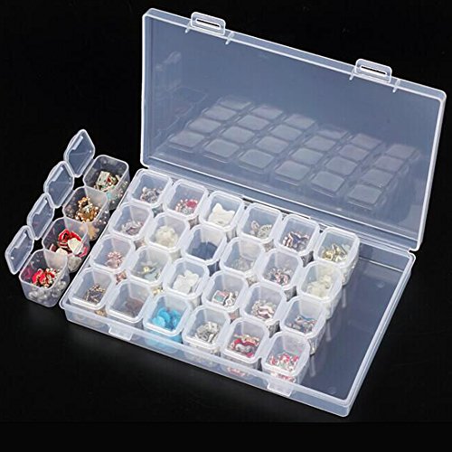 Jocestyle 28 Slots Plastic Storage Box Nail Art Rhinestone Tools Jewelry Display