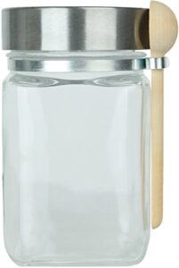 san francisco salt company 8 oz. glass jar with spoon (chrome finish screw-top lid)