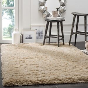 safavieh polar shag collection area rug - 9' x 12', light beige, solid glam design, non-shedding & easy care, 3-inch thick ideal for high traffic areas in living room, bedroom (psg800a)