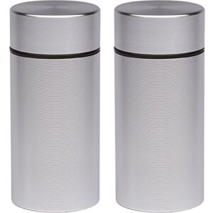 hide stash jar - airtight smell proof durable multi-use portable metal herb jar container. waterproof aluminum screw-top lid lock (pack of 2, silver)