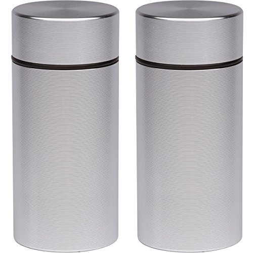 HIDE Stash Jar - Airtight Smell Proof Durable Multi-Use Portable Metal Herb Jar Container. Waterproof Aluminum Screw-top Lid Lock (Pack of 2, Silver)