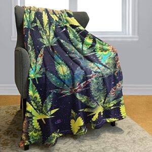 hommomh 60" x 80" blanket throw comfort warmth soft plush throw for couch a puff in time weed ganja marijuana
