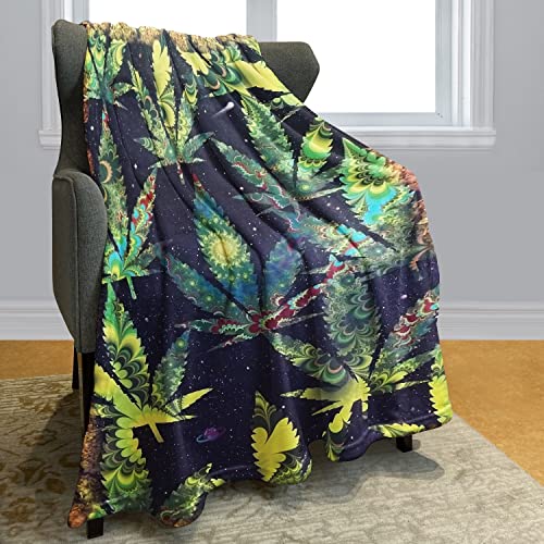 HommomH 60" x 80" Blanket Throw Comfort Warmth Soft Plush Throw for Couch A Puff in Time Weed Ganja Marijuana