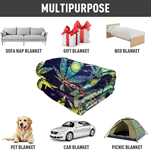 HommomH 60" x 80" Blanket Throw Comfort Warmth Soft Plush Throw for Couch A Puff in Time Weed Ganja Marijuana