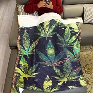 HommomH 60" x 80" Blanket Throw Comfort Warmth Soft Plush Throw for Couch A Puff in Time Weed Ganja Marijuana