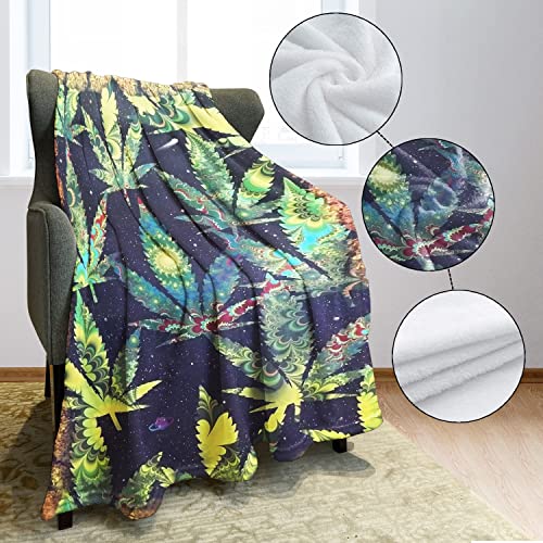 HommomH 60" x 80" Blanket Throw Comfort Warmth Soft Plush Throw for Couch A Puff in Time Weed Ganja Marijuana