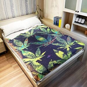 HommomH 60" x 80" Blanket Throw Comfort Warmth Soft Plush Throw for Couch A Puff in Time Weed Ganja Marijuana