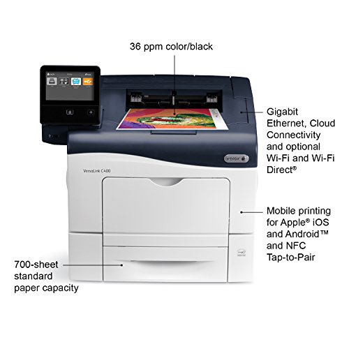 Xerox VersaLink C400/N Color Laser Printer, Letter/Legal, up to 36ppm, USB/ethernet, 550 Sheet Tray, 150 Sheet Multi Purpose Tray