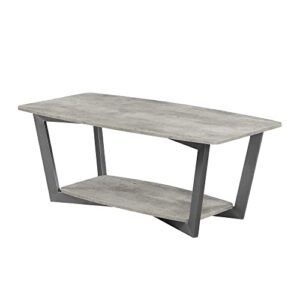 convenience concepts graystone coffee table, faux birch / slate gray frame